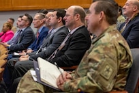 Richard “Rick” D. Davis, Defense Finance and Accounting Service Indianapolis site director and Army client executive, listens alongside Department of the Army civilians and Soldiers during the Army’s Annual Audit Summit at the Mark Center in Alexandria, Virginia, Dec. 10, 2024. More than 400 finance and comptroller professionals from around the Army and across all three components joined more than 800 participants online for the summit this year. (U.S. Army photo by Mark R. W. Orders-Woempner)