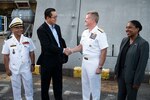 Adm. Samuel J. Paparo, commander of U.S. Indo-Pacific Command, participates in a media engagement with Governor of Preah Sihanouk province Mang Sineth, while visiting the Independence-class littoral combat ship USS Savannah (LCS 28) at Sihanoukville Autonomous Port in Cambodia, Dec 18, 2024. This is the first time in 8 years that a U.S. ship visits Cambodia and serves as a catalyst to restarting bilateral defense policy dialogue. USINDOPACOM is committed to enhancing stability in the Indo-Pacific region by promoting security cooperation, encouraging peaceful development, responding to contingencies, deterring aggression and, when necessary, fighting to win. (U.S. Navy photo by Mass Communication Specialist 1st Class John Bellino)