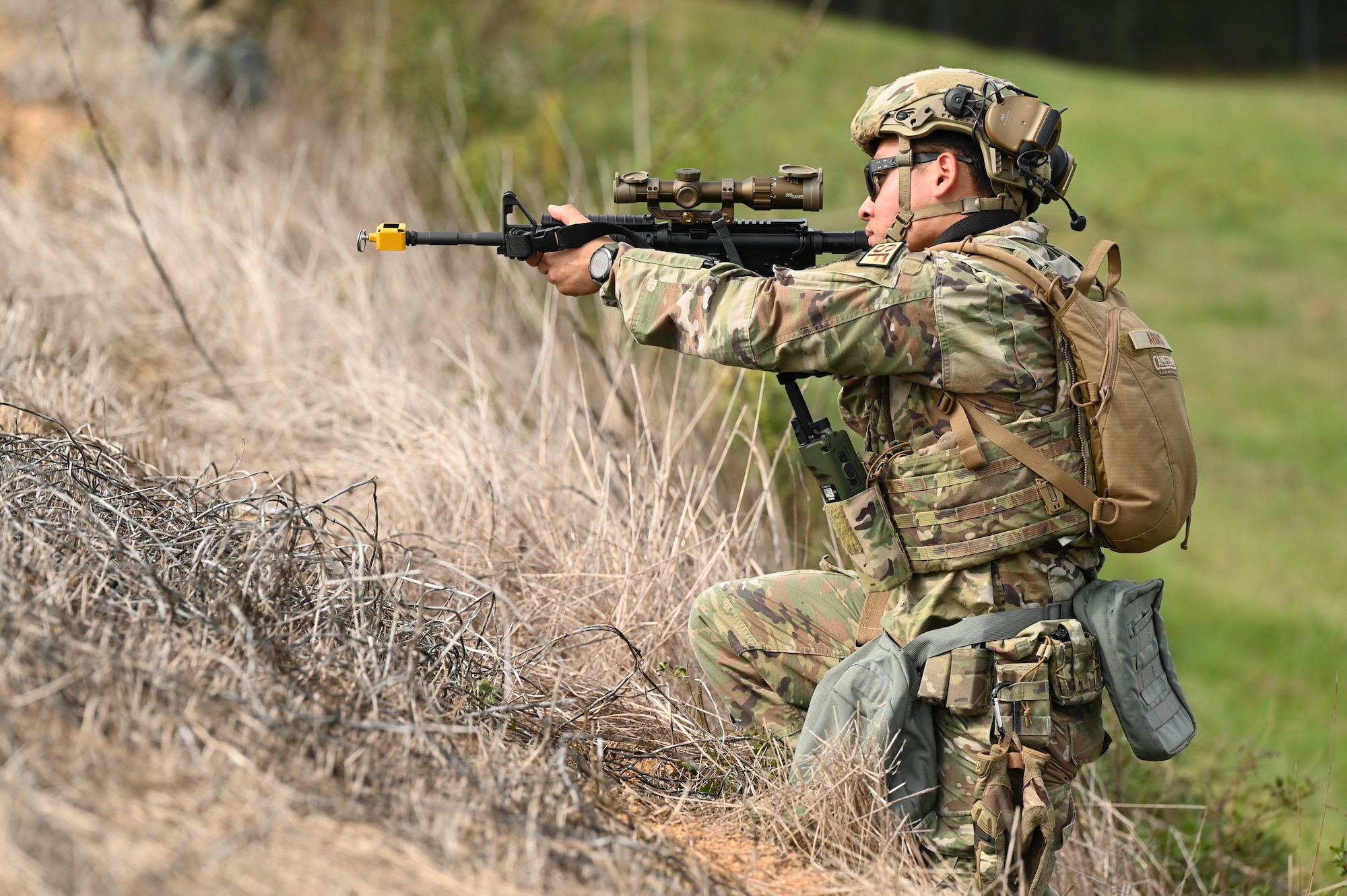 a person looks downrange