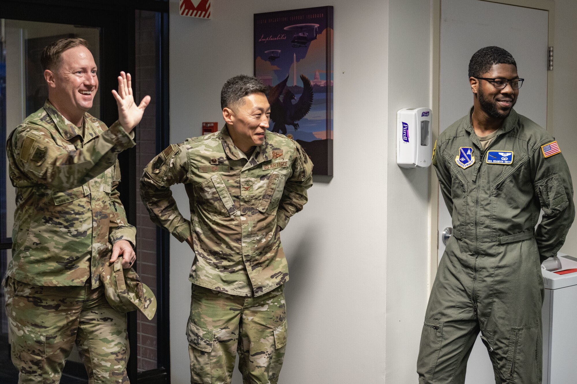 Col. Oh and Chief Helms arrive at the aerospace physiology unit.