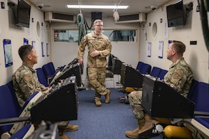 Staff Sgt. Jordan Addison explains the altitude chamber process.