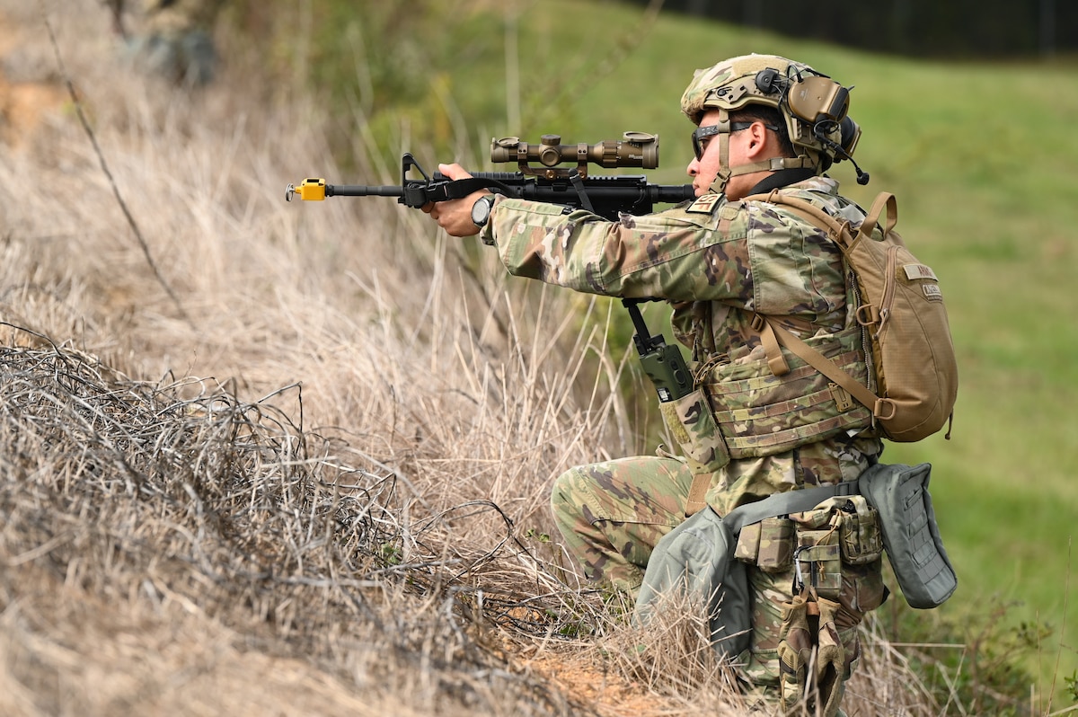 a person looks downrange