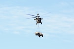Virginia Army National Guard Soldiers assigned to the Lynchburg-based Headquarters Company, 1st Battalion, 116th Infantry Regiment, 116th Infantry Brigade Combat Team conduct sling load training Dec. 7, 2024, at Blackstone Army Airfield in Blackstone, Virginia.