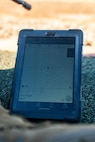 A tablet from a Mantis BlackbeardX Dry Fire Laser Training System displays data following a course of fire during a grass week training event at Marine Corps Base Camp Pendleton, California, Dec. 18, 2024. Recruits use the Mantis technology which provides feedback on how much an individual moved during the trigger pull and will provide feedback on how to improve shooting mechanics. The Marine Corps implemented the Mantis system to further assist recruits in developing their warfighting skills. (U.S. Marine Corps photo by Cpl. Francisco Angel)