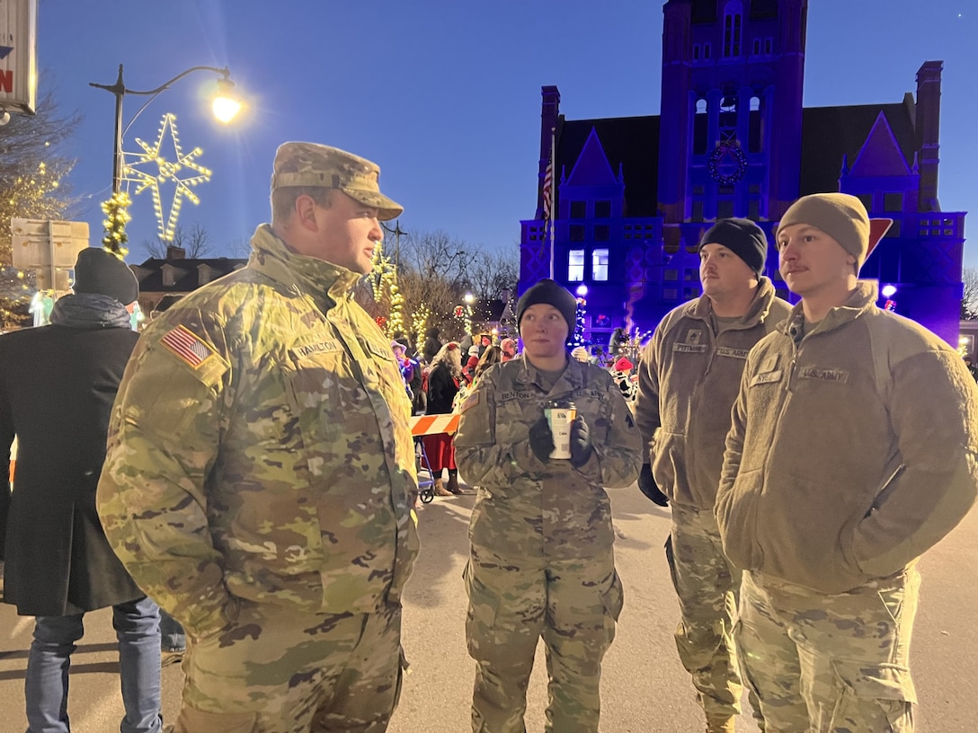 Kentucky National Guard Soldiers with Charlie Battery, 2nd Battalion, 138th Field Artillery Brigade took part in the 2024 Bardstown Christmas Parade, Dec. 5, 2024. (U.S. Army National Guard photo by Milt Spalding)