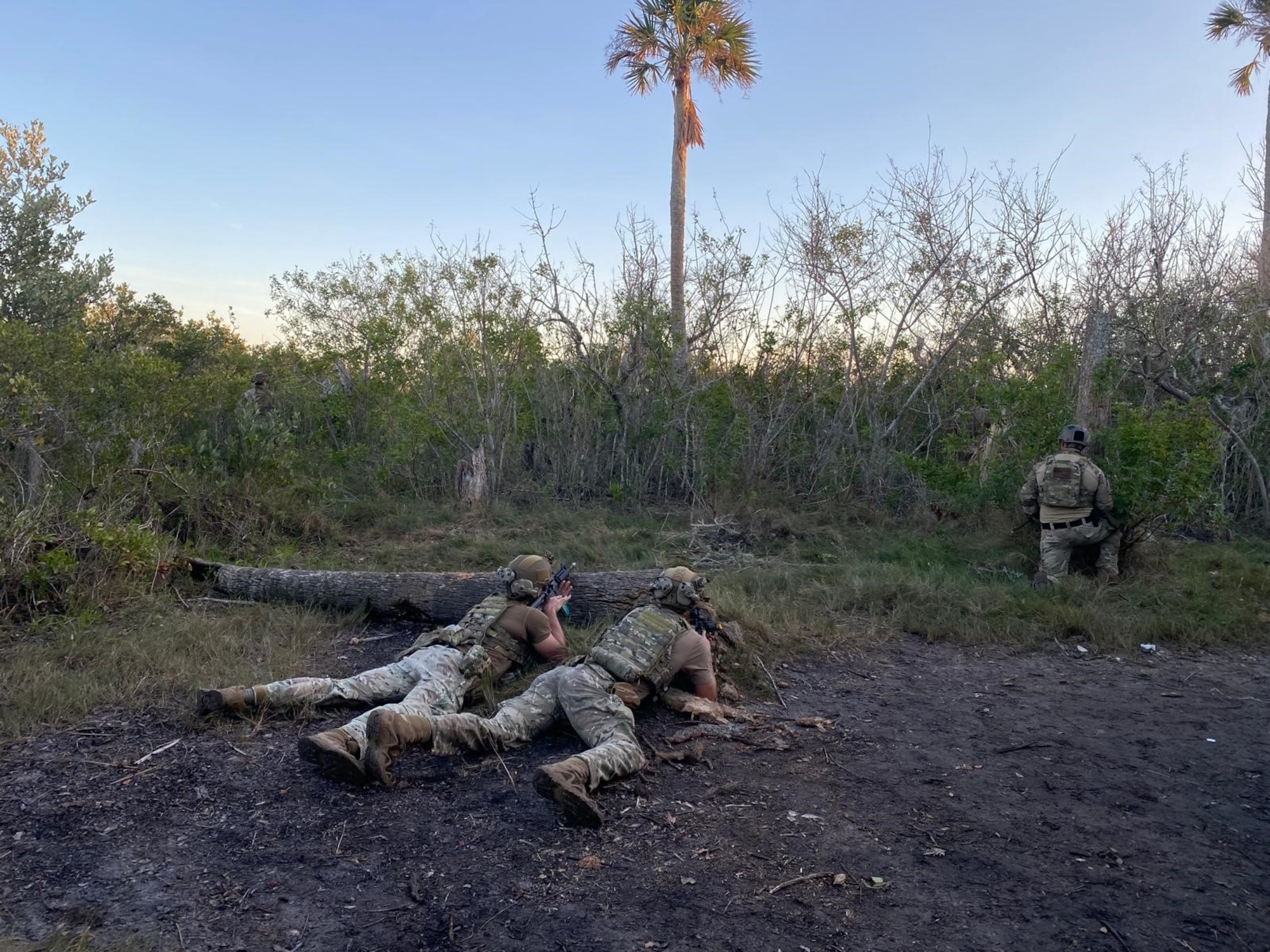 Members of the 45th Civil Engineering Squadron Explosive Ordnance Disposal flight patrol the area during Operation Island Hopper at Cape Canaveral National Seashore, Florida, Dec. 10, 2024.