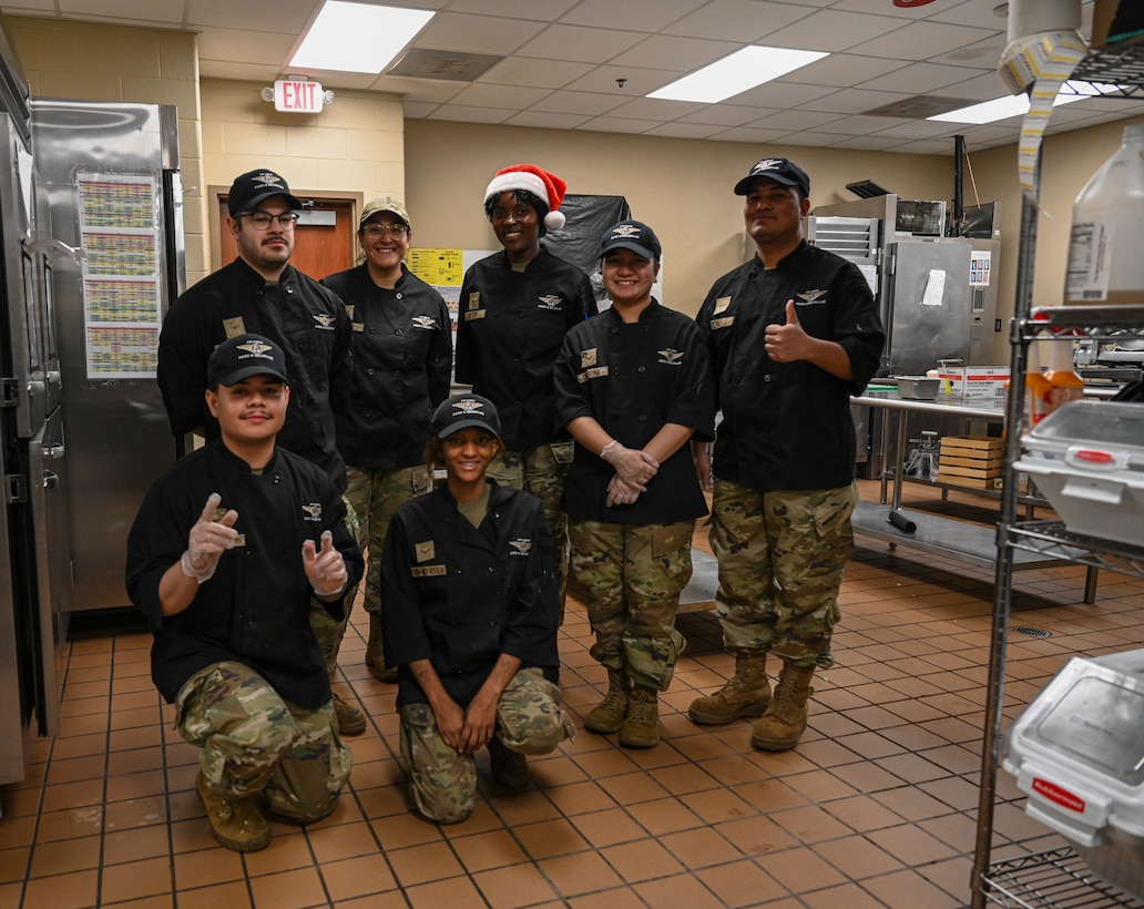 Food Services Airmen pose for group photo