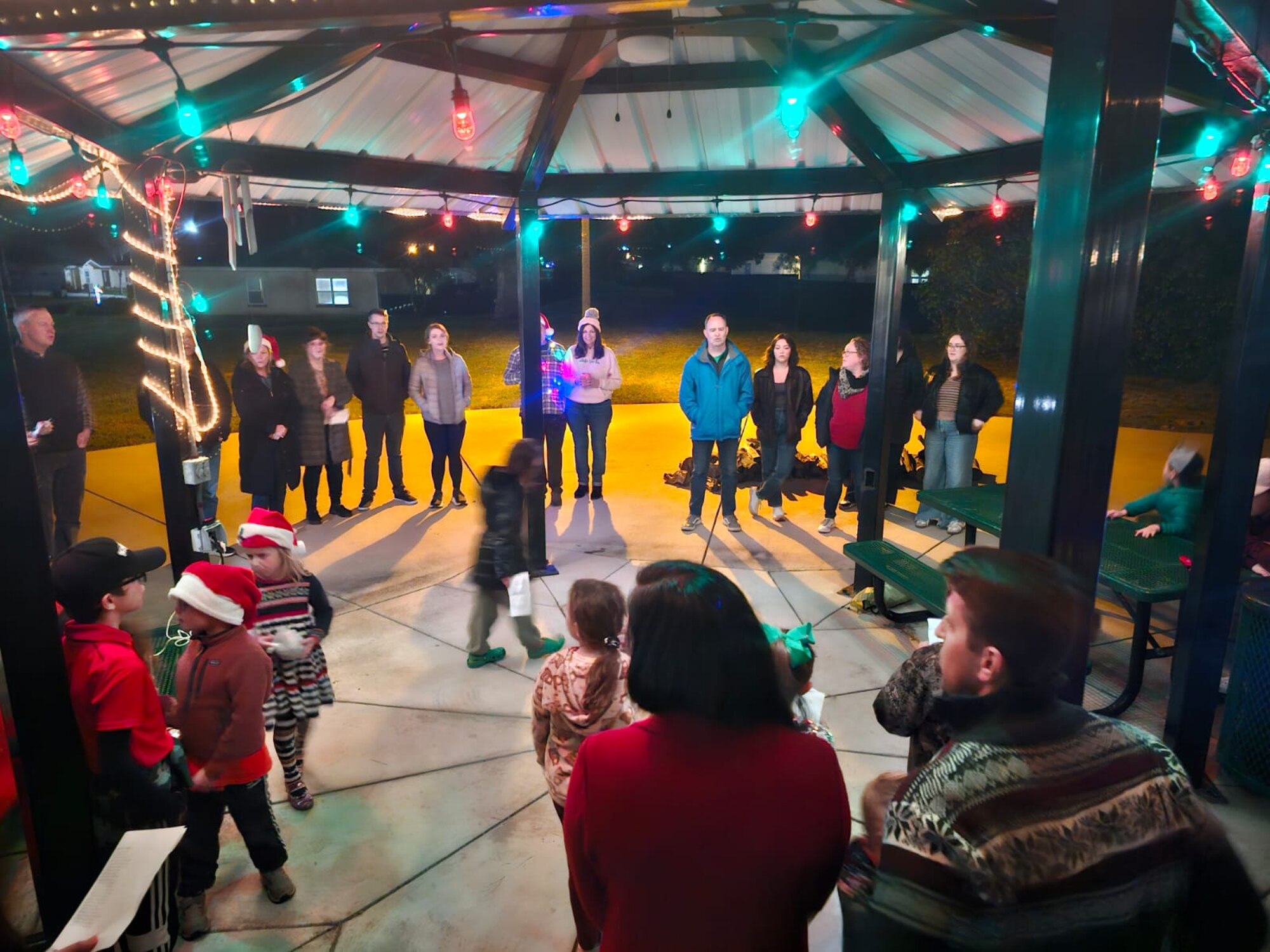 Children Christmas caroling.
