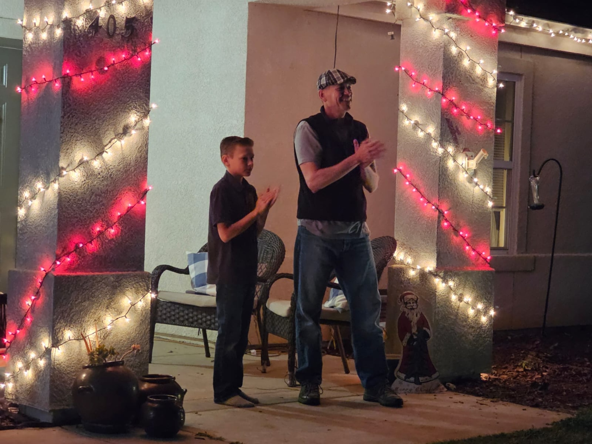 Children Christmas caroling.