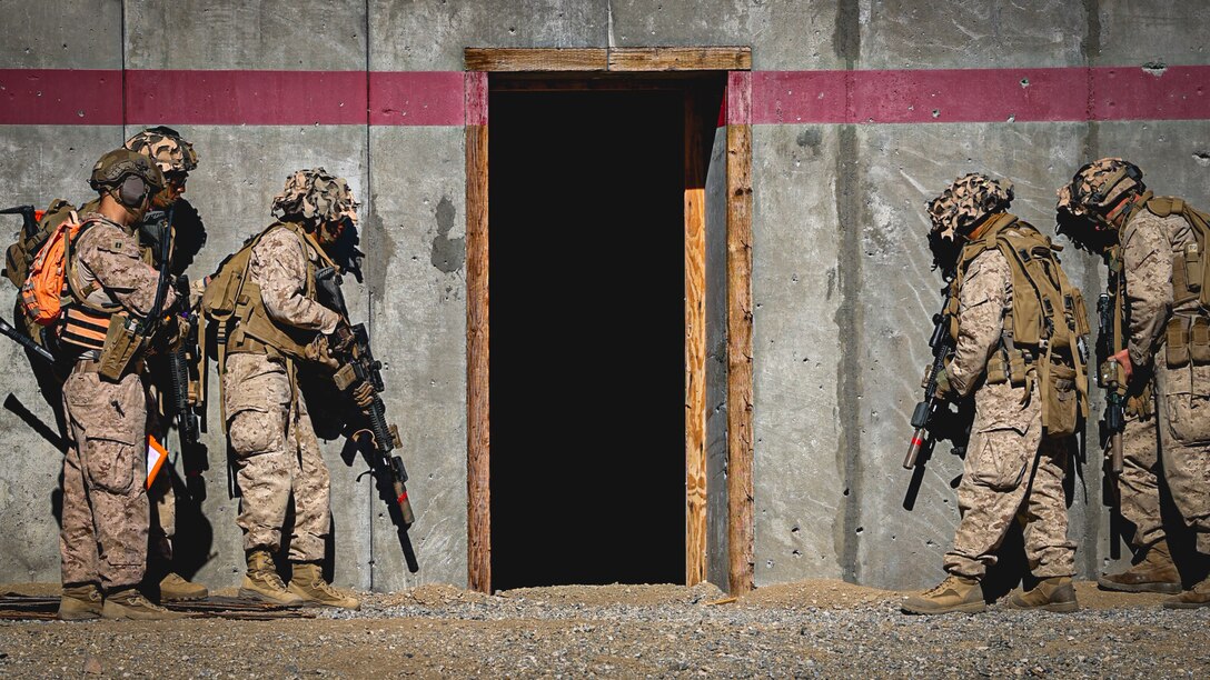 U.S. Marines with 2nd Battalion, 23rd Marine Regiment, conduct a company supported urban attack during training for upcoming deployment
