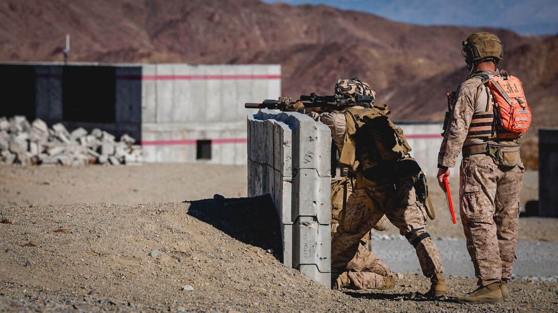 U.S. Marines with 2nd Battalion, 23rd Marine Regiment, conduct a company supported urban attack during training for upcoming deployment