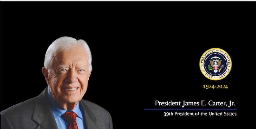 A graphic with a photo of President Jimmy Carter with the Presidential Seal