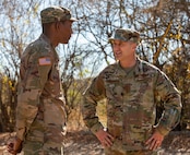 Air Force Gen. Steve Nordhaus, chief, National Guard Bureau, visits with Army National Guard and Reserve Soldiers assigned to Joint Task Force North in Southwest Texas Dec. 27, 2024.