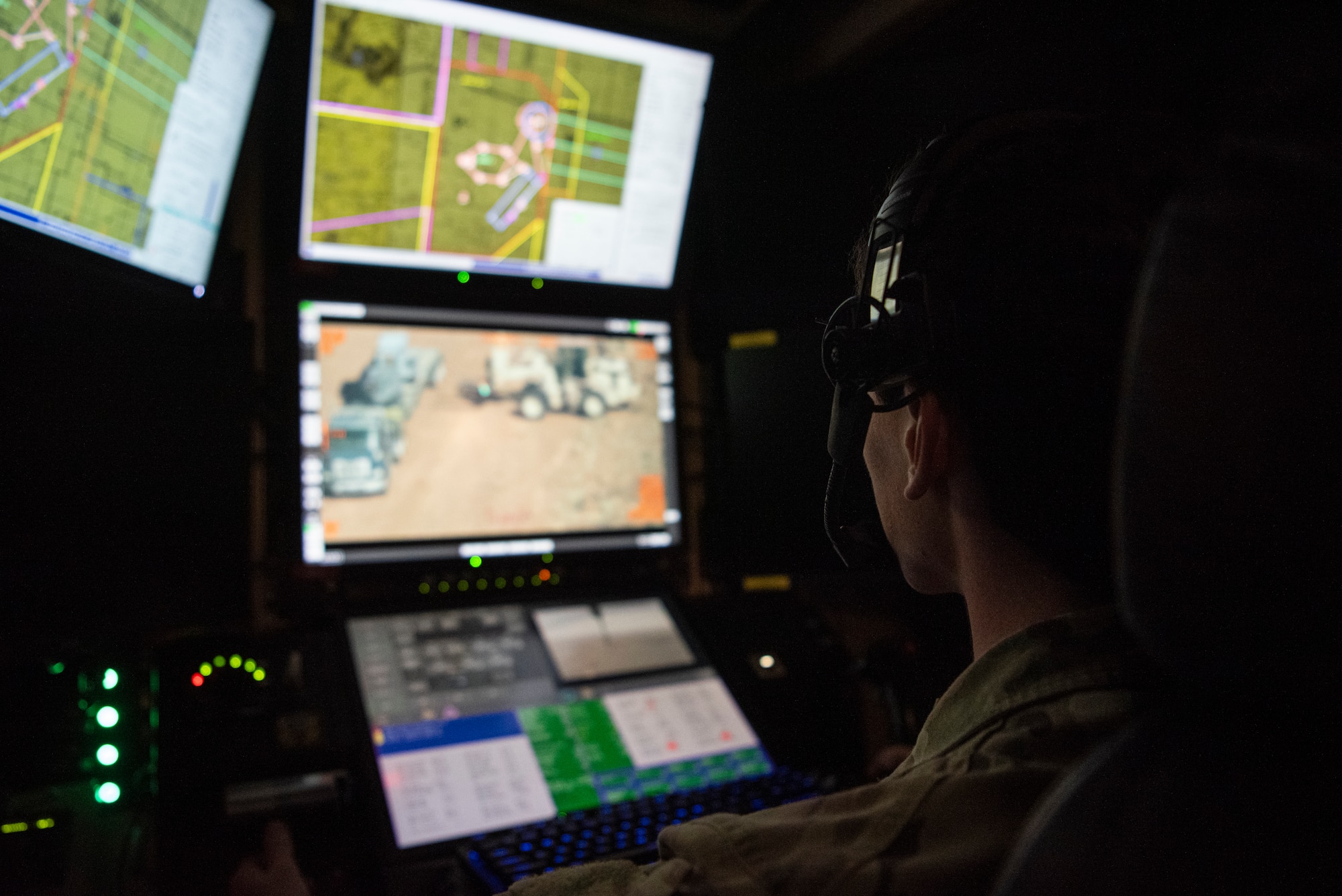 A sensor operator participates in exercise