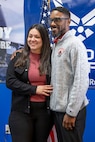 Trakeius Battle, a new recruit in the Air Force Reserve, poses with his wife, Luisa, after taking the Oath of Enlistment at the Duluth, Georgia, recruiting office.