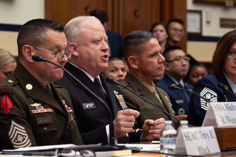 MCPON James Honea testifies during the House Armed Services Committee Quality of Life Panel.