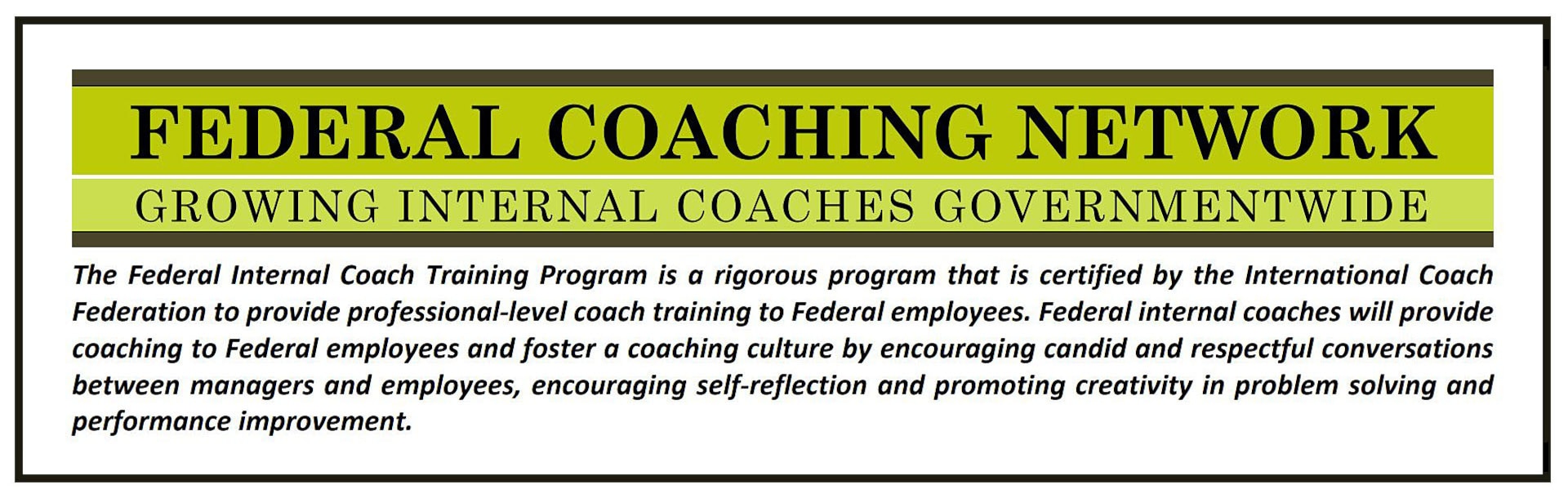 A graphic highlighting the Federal Coaching Network initiative.