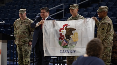 Some 300 Soldiers from the 34th Division Sustainment Brigade and the 433rd Signal Company based in Chicago’s northwest side were mobilized for a year-long mission in the Middle East on Saturday, Jan. 27, during a ceremony at the Wintrust Arena in Chicago.