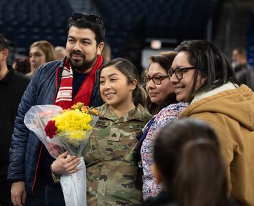 Some 300 Soldiers from the 34th Division Sustainment Brigade and the 433rd Signal Company based in Chicago’s northwest side were mobilized for a year-long mission in the Middle East on Saturday, Jan. 27, during a ceremony at the Wintrust Arena in Chicago.