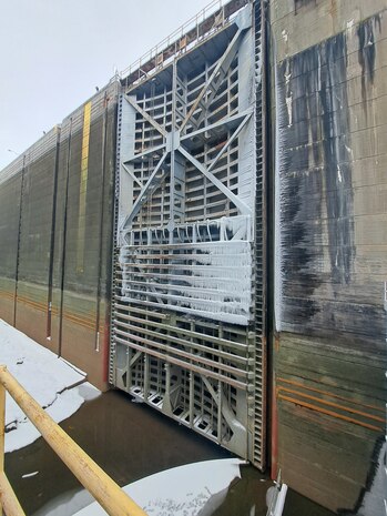 McNary downstream navigation lock gate, fully open.