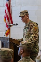 U.S. Army Col. Jeffrey W. Pickler, 1st Infantry Division Artillery Commander, speaks about DIVARTY and the impact it makes, during the DIVARTY Alignment Ceremony at King Field House on Fort Riley, Kansas, Jan. 19, 2024. The ceremony brought different groups together under the "DIVARTY" title for the first time. (U.S. Army photo by Spc. Mackenzie Striker)