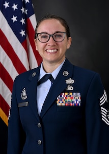 Official photo of Command Chief Master Sgt. Rebecca Velazquez