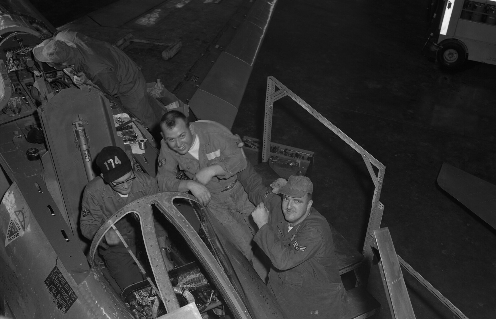 F-100 in a hangar