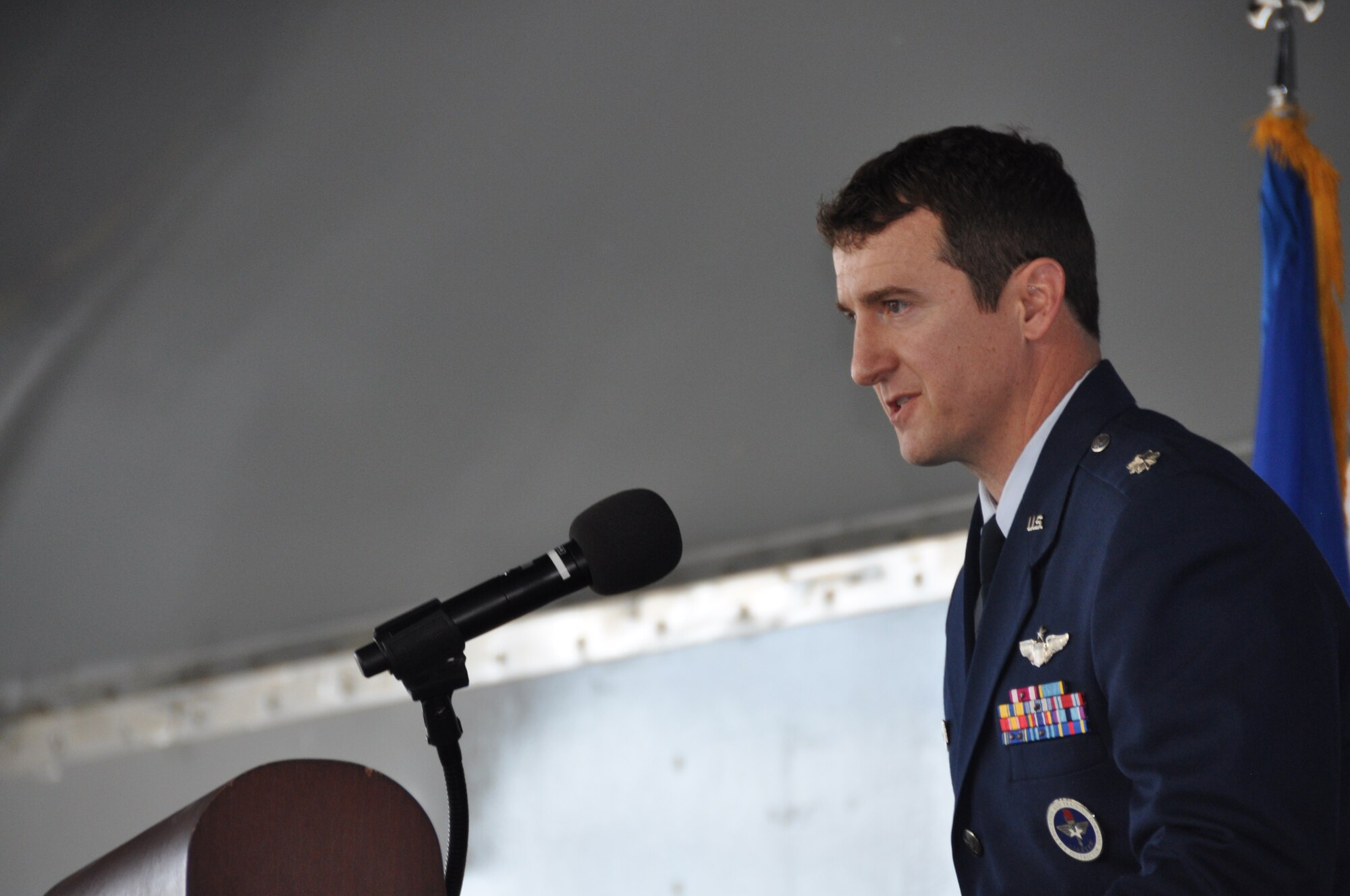 a man speaks to a crowd