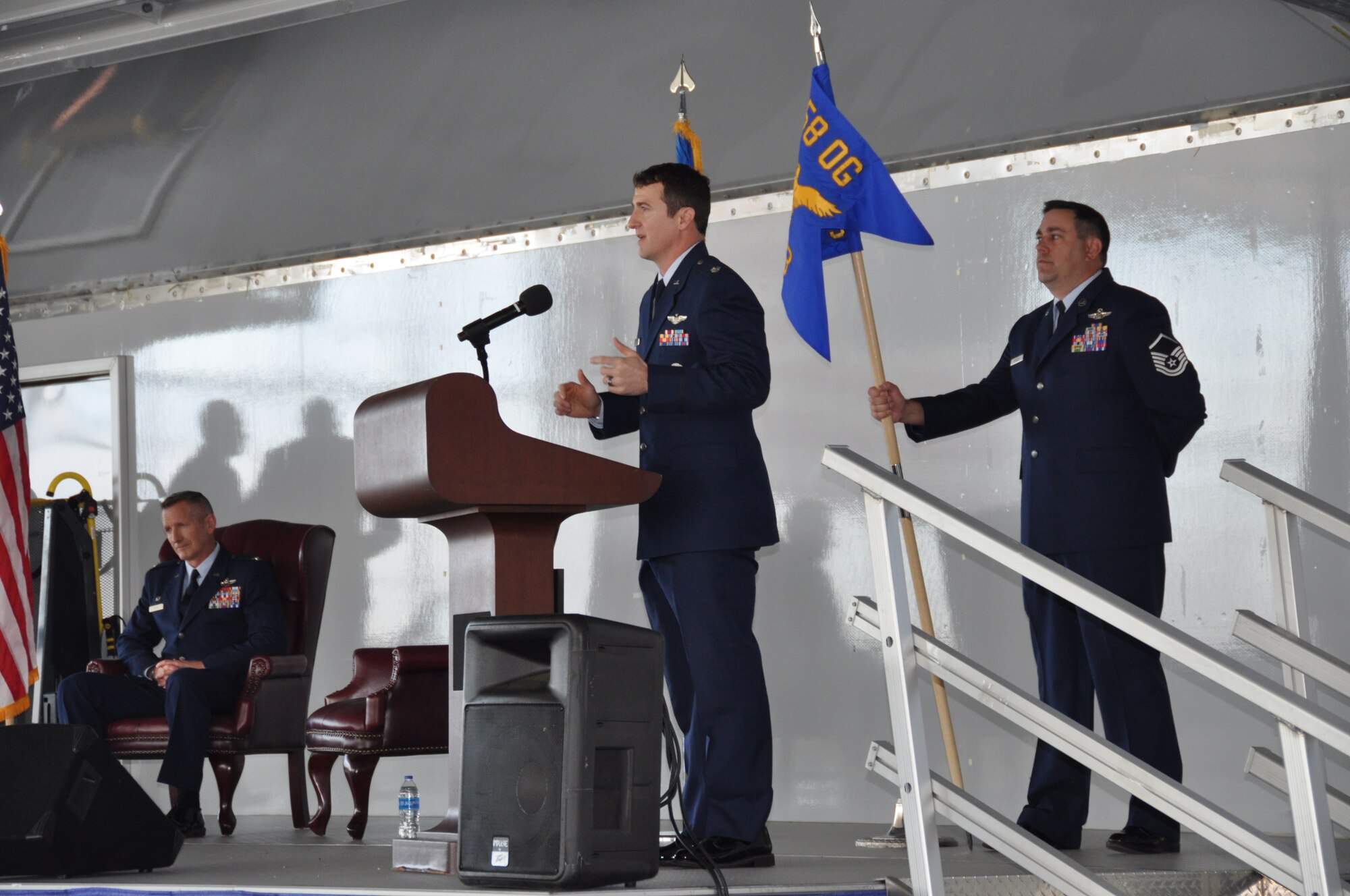 a man speaks to a crowd