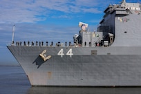The Whidbey Island-class dock landing ship USS Gunston Hall (LSD 44), departed Naval Station Norfolk, Jan. 24, 2024