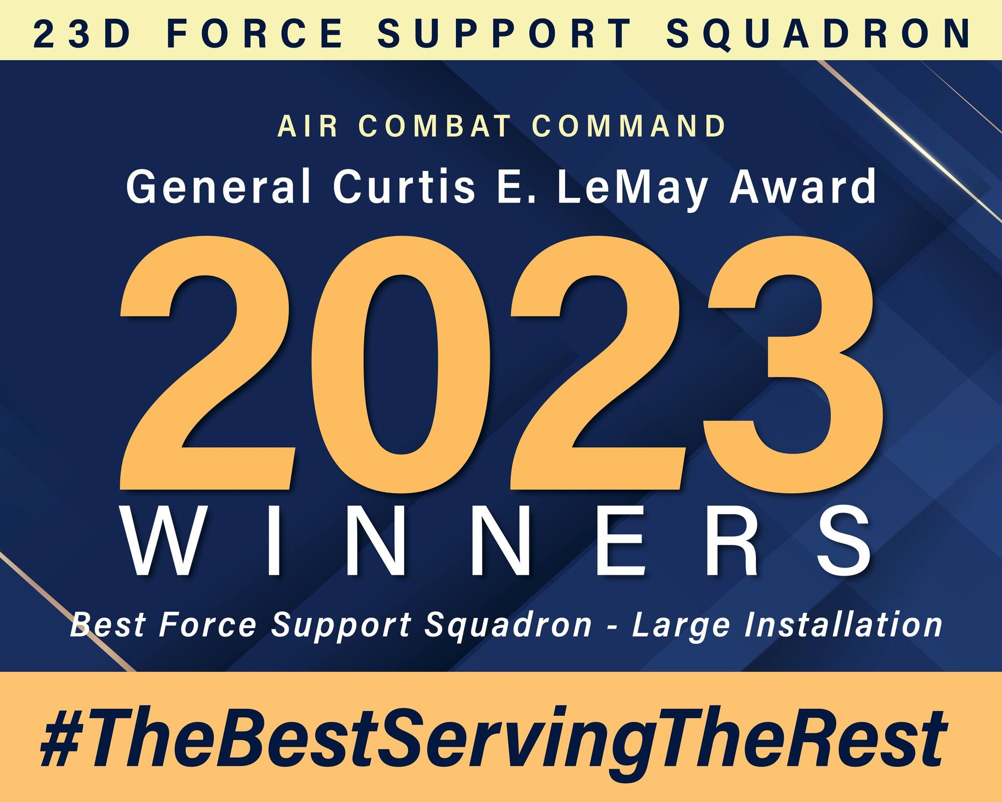 A blue and yellow graphic describing the award won by FSS