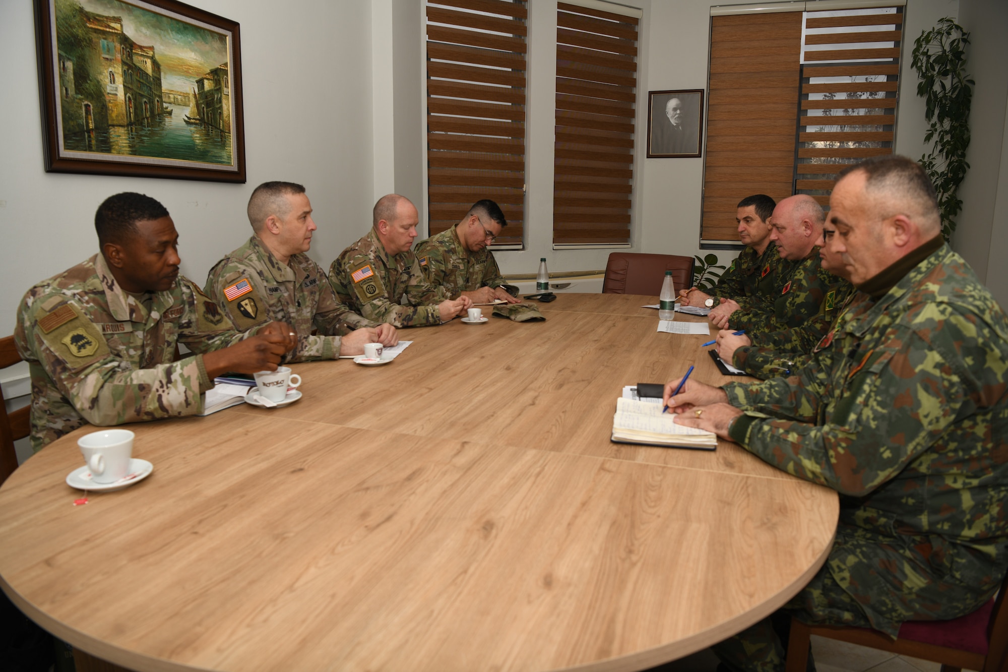 New Jersey Air and Army National Guard branches top leaders meeting with senior leaders of Albanian Armed Forces.
