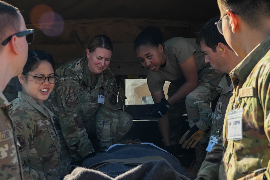 Operation AGILE Medic, a week-long exercise at Joint Base San Antonio-Camp Bullis, Texas, was a Tri-Service medical training exercise that immersed military medics in the seamless process of transporting patients from the Expeditionary Medical Support unit to the En Route Patient Staging System team, and further to Air Evacuation and Critical Care Air Transport Teams, and vice versa.