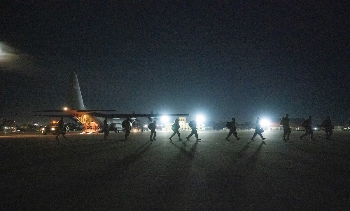 U.S. Air Force Airmen assigned to the 3rd Air Expeditionary Wing, deployed from Joint Base Elmendorf-Richardson, Alaska, arrive in support of Exercise Bamboo Eagle 24-1 at Naval Air Station North Island, California, Jan. 26, 2024.