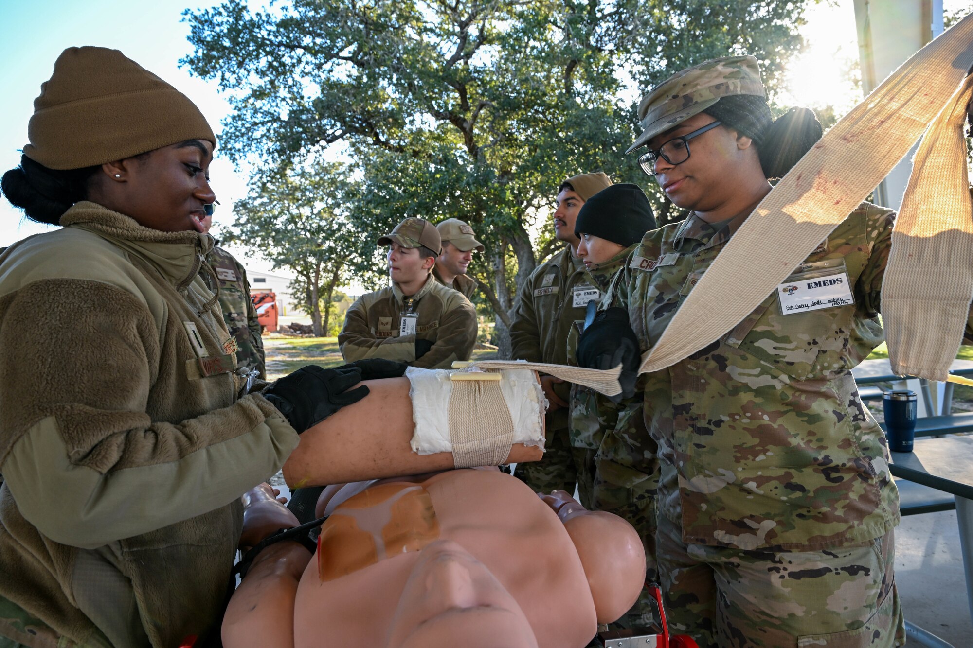 Operation AGILE Medic, a week-long exercise at Joint Base San Antonio-Camp Bullis, Texas, was a Tri-Service medical training exercise that immersed military medics in the seamless process of transporting patients from the Expeditionary Medical Support unit to the En Route Patient Staging System team, and further to Air Evacuation and Critical Care Air Transport Teams, and vice versa.