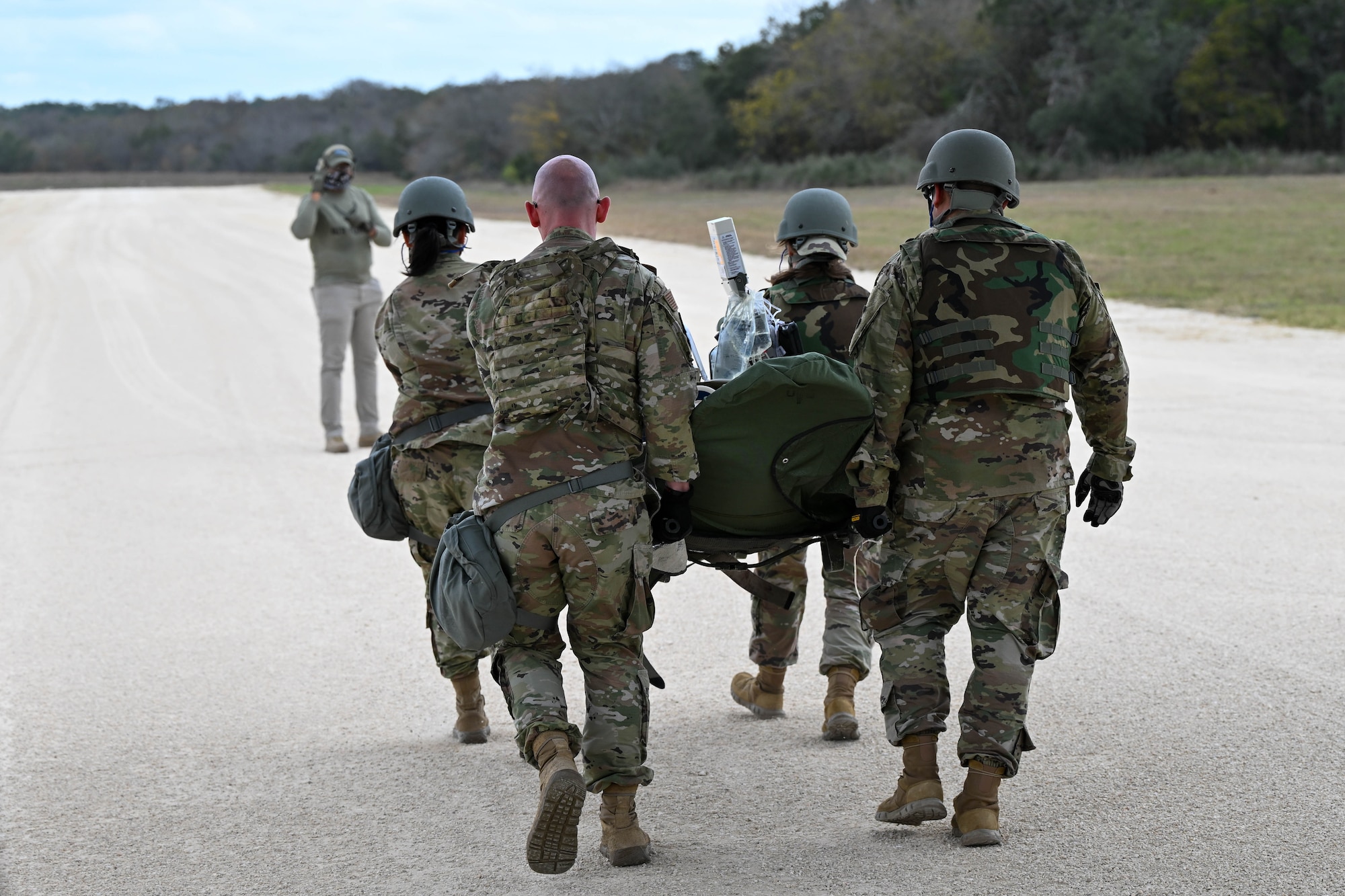 Operation AGILE Medic, a week-long exercise at Joint Base San Antonio-Camp Bullis, Texas, was a Tri-Service medical training exercise that immersed military medics in the seamless process of transporting patients from the Expeditionary Medical Support unit to the En Route Patient Staging System team, and further to Air Evacuation and Critical Care Air Transport Teams, and vice versa.