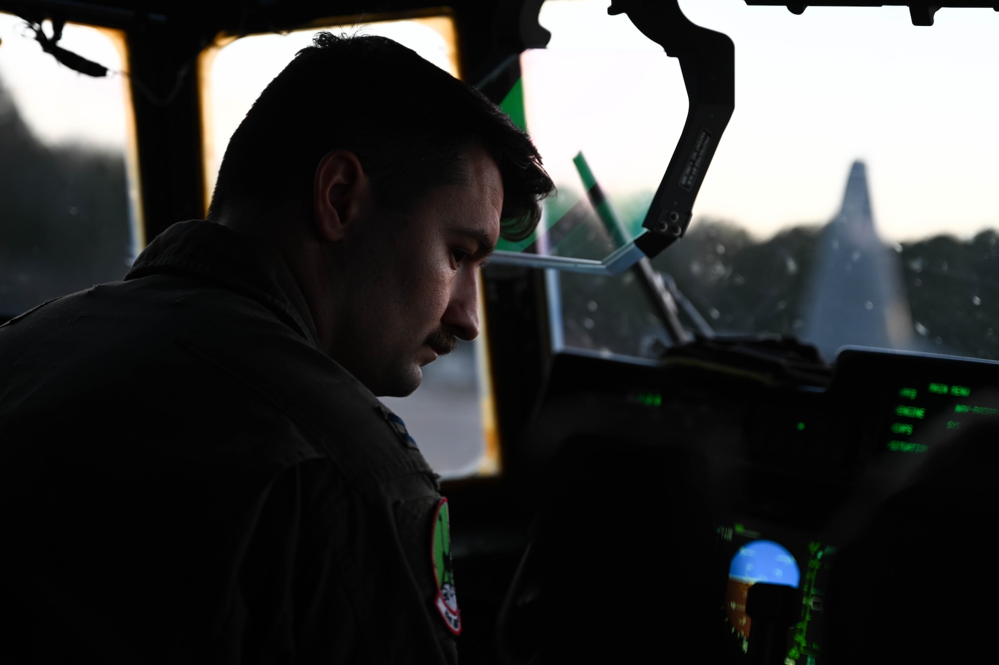 A pilot prepares for takeoff.