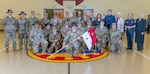 Soldiers of Adder Company, 3rd Battalion, 116th Cavalry Regimen, with community and Army leaders after the Adder Company demobilization ceremony Feb. 3, 2024, at the Ontario Army National Guard Armory.
