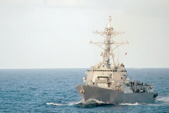 USS Daniel Inouye (DDG 118) transits the Philippine Sea.