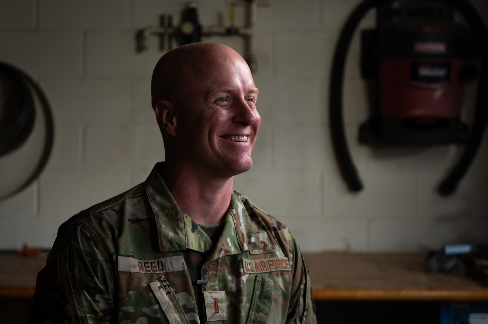 U.S. Air Force 2nd Lt. Ben Reed, a base civil engineer with the 182nd Civil Engineer Squadron, Illinois Air National Guard, poses for a portrait during an interview at the 182nd Airlift Wing, Peoria, Illinois, Feb. 2, 2024.