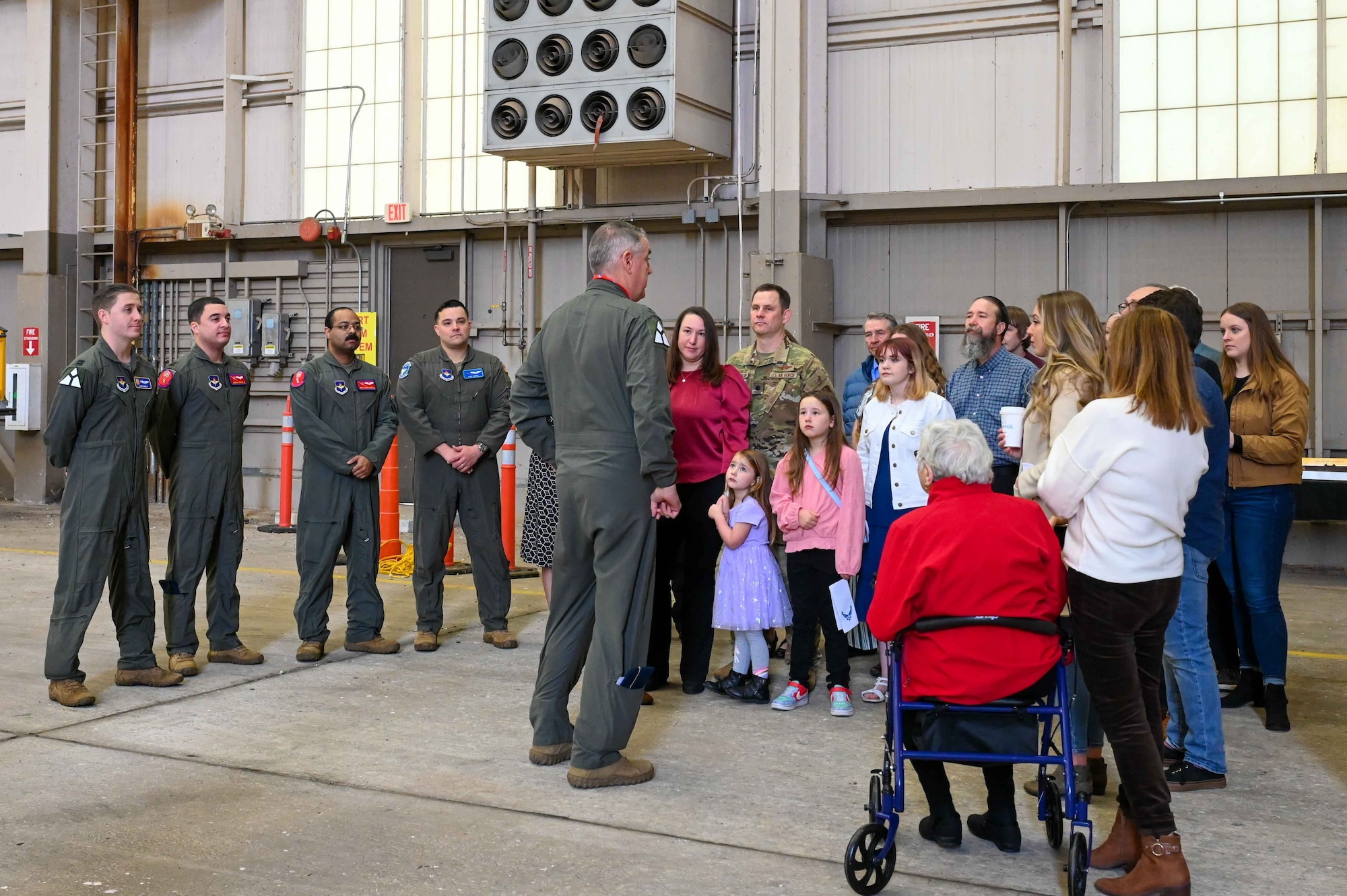 U.S. Air Force Gen. Mike Minihan, Air Mobility Command commander, speaks to the families of award recipients at Altus Air Force Base, Oklahoma, Feb. 2, 2024. Minihan thanked the Airmen and their families for their efforts during Operation Allies Refuge, which aided in the safe evacuation of 124,000 American, coalition, and Afghan civilians from Kabul, Afghanistan. (U.S. Air Force photo by Airman 1st Class Kari Degraffenreed)
