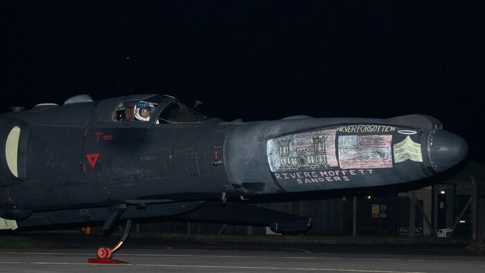 A completed mural in remembrance of U.S. Army Staff Sgt. William Rivers, Sgt. Kennedy Sanders and Sgt. Breonna Moffett is displayed on a U-2 Dragon Lady.