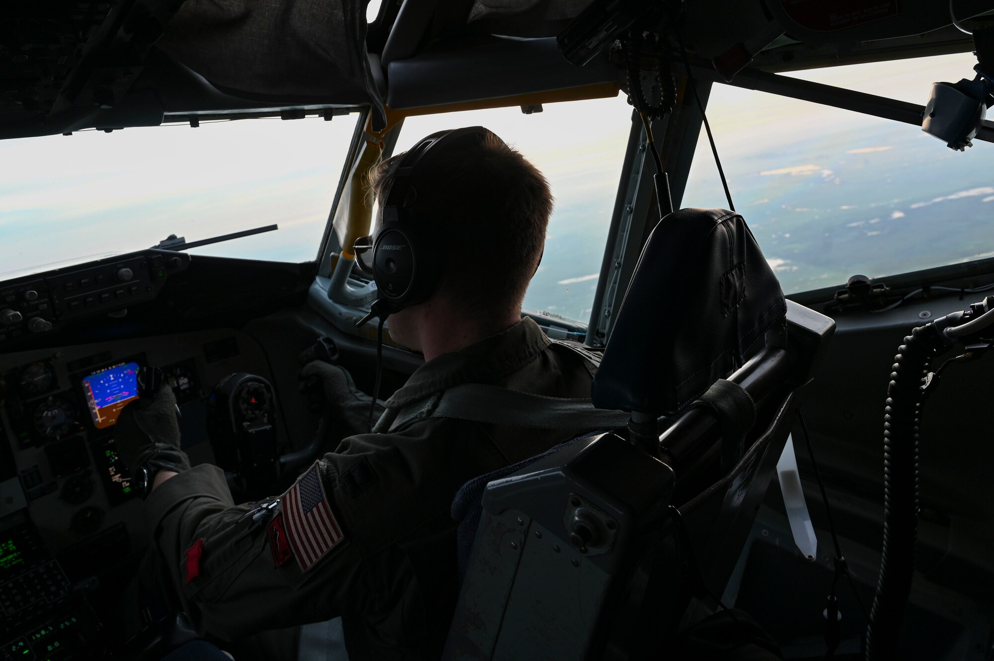 A KC-135 pilot flys