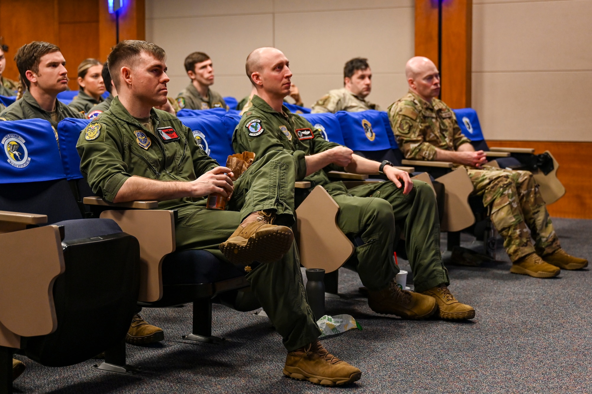 Airmen listen during briefing
