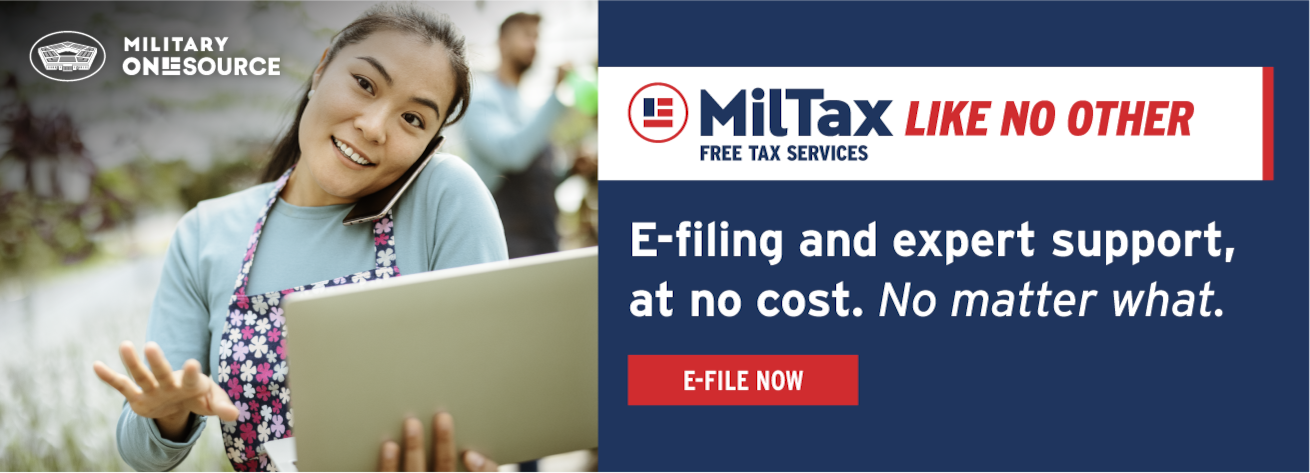 MilTax | Free tax services | Like no other
E-filing and expert support, at no cost. No matter what. Click to be taken there.