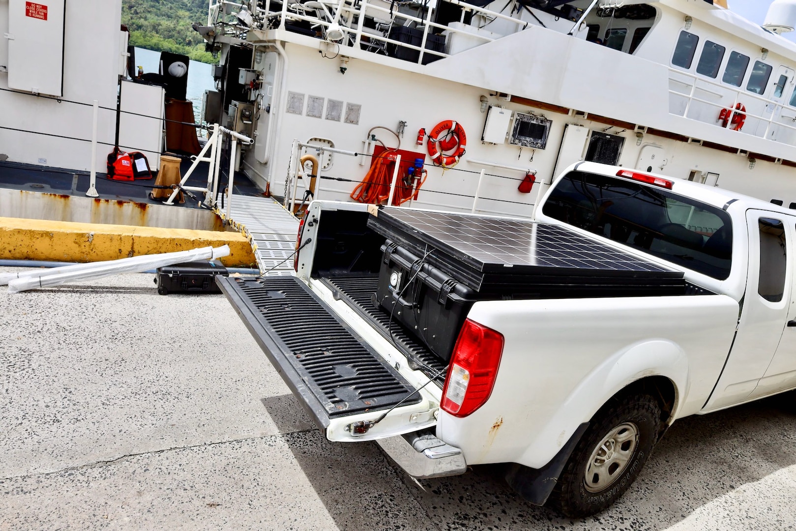 POHNPEI, Federated States of Micronesia — The USCGC Oliver Henry (WPC 1140) crew arrived at Dekhitik Harbor in Pohnpei on Feb. 1 as part of an international effort to deliver essential supplies and equipment to the drought-affected outer islands of Nukuoro and Kapingamarangi Atolls. Due to the El Niño weather phenomenon, these remote communities required immediate assistance, including water purification solutions, to combat the scarcity of potable water.