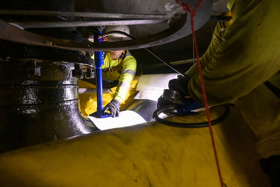 Members in support of Joint Task Force-Red Hill (JTF-RH) continue defueling residual fuel from a spectacle blind at the Red Hill Bulk Fuel Storage Facility (RHBFSF) Feb. 2, 2024,