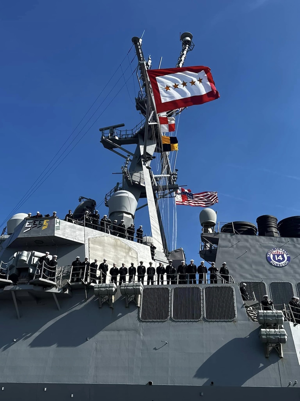 The Arleigh Burke-class guided-missile destroyer USS The Sullivans (DDG 68) returned home to Naval Station Mayport following a two-month deployment to the U.S. Naval Forces Europe area of operations, Feb. 3. U.S. 2nd Fleet, reestablished in 2018 in response to the changing global security environment, develops and employs maritime forces ready to fight across multiple domains in the Atlantic and Arctic in order to ensure access, deter aggression and defend U.S., allied, and partner interests. (U.S. Navy courtesy photo)