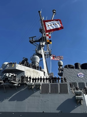 The Arleigh Burke-class guided-missile destroyer USS The Sullivans (DDG 68) returned home to Naval Station Mayport following a two-month deployment to the U.S. Naval Forces Europe area of operations, Feb. 3. U.S. 2nd Fleet, reestablished in 2018 in response to the changing global security environment, develops and employs maritime forces ready to fight across multiple domains in the Atlantic and Arctic in order to ensure access, deter aggression and defend U.S., allied, and partner interests. (U.S. Navy courtesy photo)