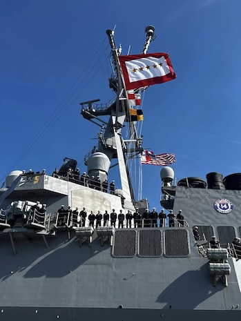 The Arleigh Burke-class guided-missile destroyer USS The Sullivans (DDG 68) returned home to Naval Station Mayport following a two-month deployment to the U.S. Naval Forces Europe area of operations, Feb. 3. U.S. 2nd Fleet, reestablished in 2018 in response to the changing global security environment, develops and employs maritime forces ready to fight across multiple domains in the Atlantic and Arctic in order to ensure access, deter aggression and defend U.S., allied, and partner interests. (U.S. Navy courtesy photo)